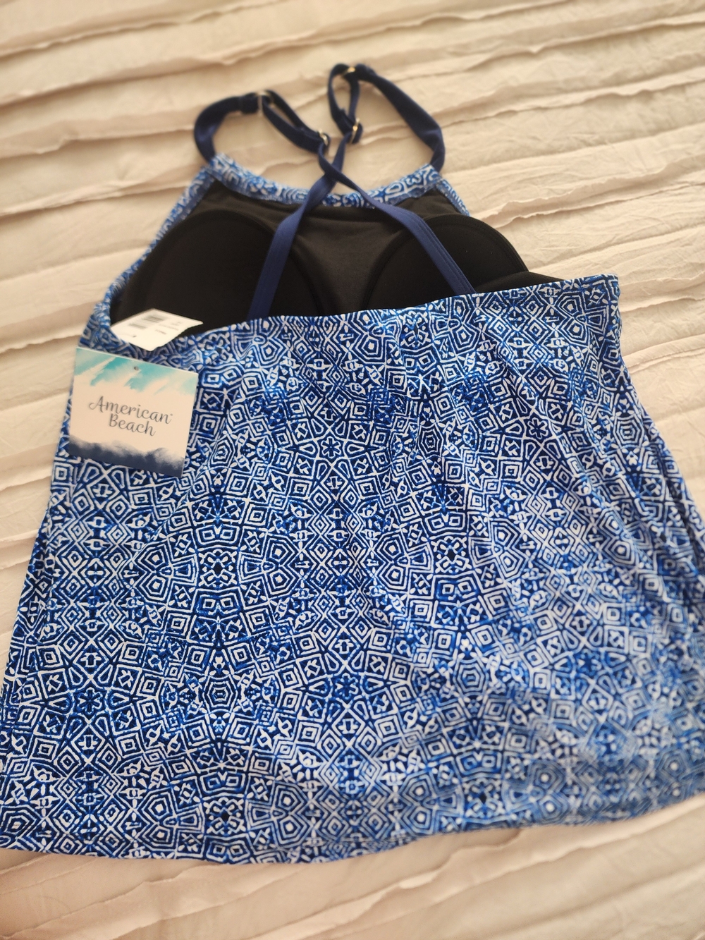 NWT Marine Blue Geometric Tankini TOP
